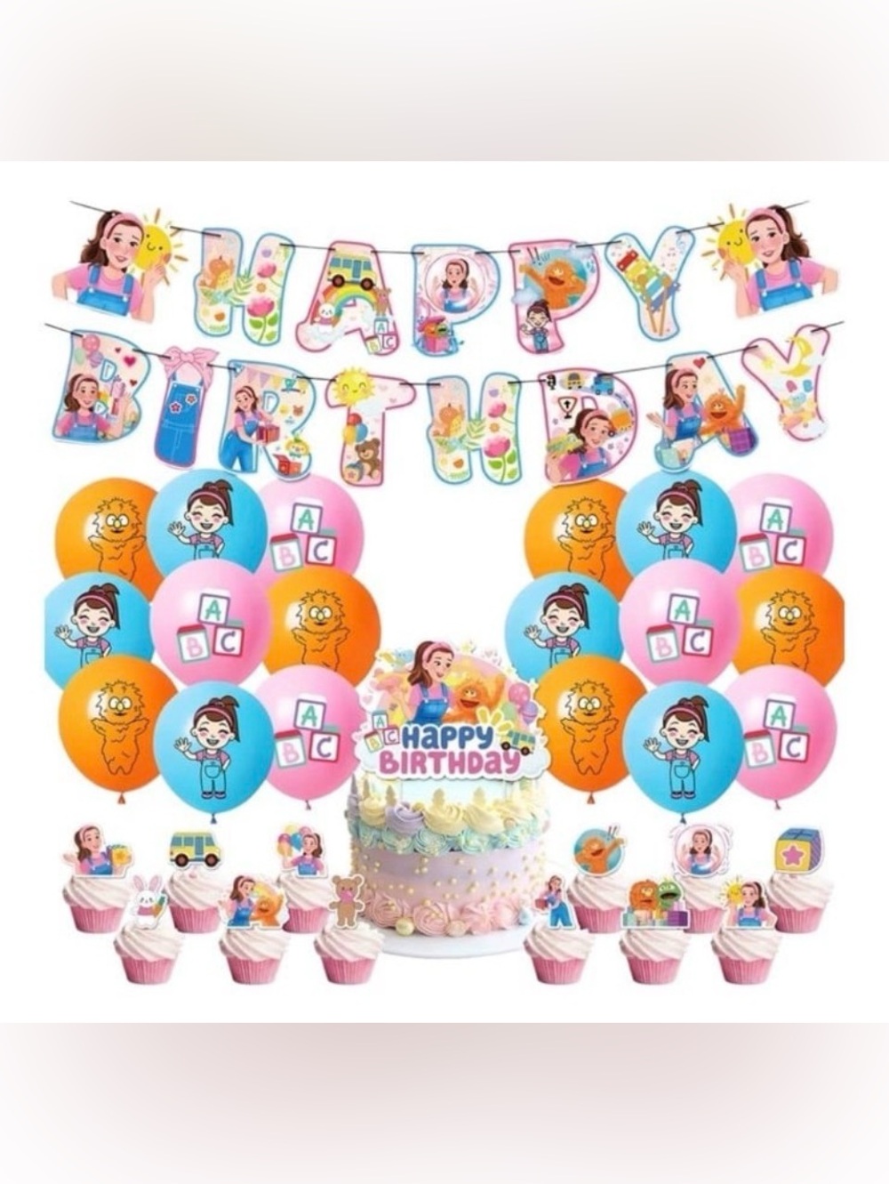Ms Rachel Birthday Party Decorations Banner Balloons Cake Cupcake Set